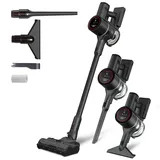 Klamer Akkustaubsauger, 500 Watt Kabelloser Staubsauger, Flexibler Akku Handstaubsauger mit verschiedenen Aufsätzen, Flex Staubsauger mit LED Licht