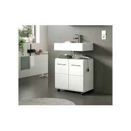 xonox.home Waschbeckenunterschrank Ice Weiß/Weiß Hochglanz