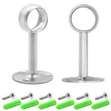 Hocansen 2 Stück Gardinenstangenhalter 2.5cm Edelstahl Rundrohr Halterung Stangen Flansch Set mit Schrauben Kleiderstangen Halterung für Hängende Vorhänge, Handtuchstange (25mm/FL-D)