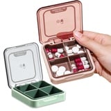 2 Stück 4 Fächer Pillendose, Medikamentenbox für Reise & Täglichen, Mini Tragbare Pillenbox, Pillendose Klein, Tablettendose mit 4 Fächern, für Medikamente, Vitamine, Nahrungsergänzungsmittel usw