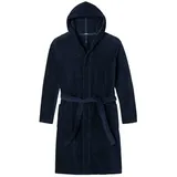SCHIESSER Bademantel Bademantel 120 cm, knielang, Baumwolle, Bindegürtel, Kapuze, Taschen, Bindegürtel, mit leichter und weicher Frottee-Qualität blau L (40)