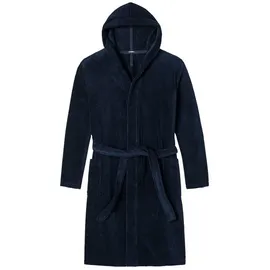 SCHIESSER Bademantel Bademantel 120 cm, knielang, Baumwolle, Bindegürtel, Kapuze, Taschen, Bindegürtel, mit leichter und weicher Frottee-Qualität blau L (40)