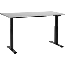 Beliani Schreibtisch DESTINES in Grau/Schwarz | Schwarz Melamin 160x72cm Elektrisch Höhenverstellbar Rechteckig mit USB Metallgestell Modern Büro Steh-sitz-tisch Stehtisch