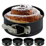 Relaxdays Springform klein, 5er Set, Ø 12 cm, rund, antihaftbeschichtet, 220 °C hitzebeständig, Mini Kuchenform, schwarz