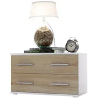 Vladon Nachttisch, Eiche San Remo, Holzwerkstoff, 60x35x35 cm, Schlafzimmer,