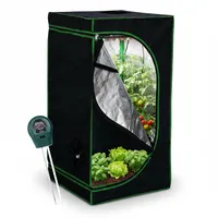 Mucola Growzelt 100x100x200 cm Set mit 3-in-1 Messgerät Zuchtzelt für Hydrokulturen zur Pflanzenzucht | licht- und wasserdicht | Indoor Grow Tent mit reflektierender Innenfolie Zimmergewächshaus