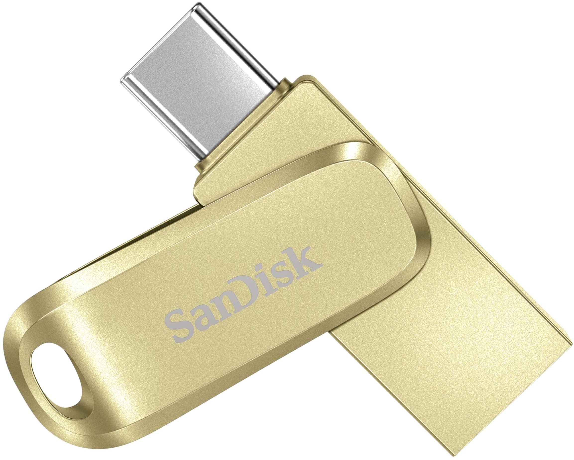SanDisk Ultra Dual Drive Luxe USB Type-C-Laufwerk Smartphone Speicher 512 GB (Mobiler Speicher, USB 3.2 Gen 1, drehbares Design, 400 MB/s Lesen, USB Laufwerk, automatisches Backup) Gold