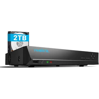 Reolink 8CH 4K PoE NVR Überwachungssystem Rekorder mit 2TB Festplatte, Videoüberwachung für Haus, Innen, Aussen Sicherheit. Unterstützt 16MP/12MP/4K/5MP/4MP HD IP Kameras, RLN8-410