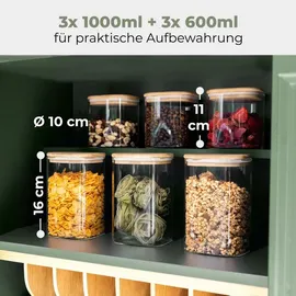 classbach Vorratsdosen mit Deckel transparent 1 l 6-teiliges Set