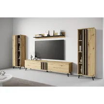 INOSIGN Wohnwand INOSIGN "Helsinki, Modernes Möbelset", schwarz (eichefarben artisan, graphite schwarz matt), B:270cm H:140cm T:33cm, Holzwerkstoff, Kastenmöbel-Sets, Wohnwand, mit lamellengriffen, verstellbaren Einlegeböden und Kunststofffüßen