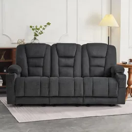 MCombo M MCombo 3 Sitzer Sofa mit Schlaffunktion, 3er Relaxsofa mit Taste 150° Verstellbar, Kinosessel mit Liegefunktion, 7009 (Grau) - Grau