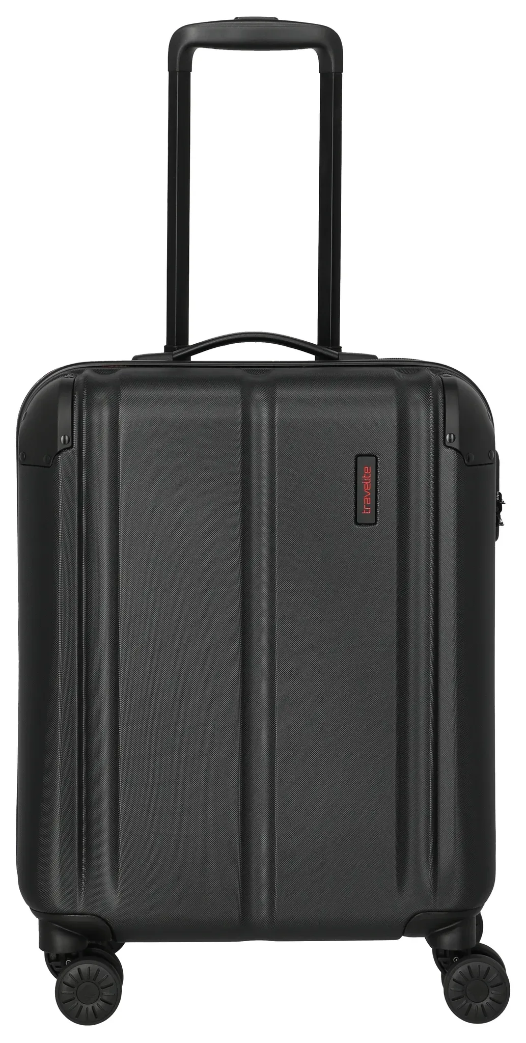 Hartschalen-Trolley TRAVELITE "OTTO x Travelite CITY  Limited Edition", Gr. B/H/T: 40cm x 55cm x 20cm 40 l, schwarz (schwarz, rot), ABS, kontrastfarbene Details, Koffer, Reisegepäck Koffer Limited Edition