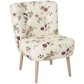 loving HOME lovingHome® Sessel Fiola floral Blume Polstersessel Stuhl Relaxsessel Füße Buche natur mittlere Sitzhärte
