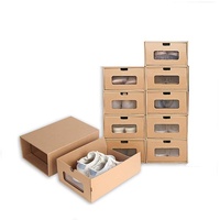 Nisorpa Kraftpapier Schuhkarton 10er Boxen-Set mit Sichtfenster & Schublade - Pappkarton aus Kraftpapier - Schuhbox Spielzeug-Box Aufbewahrung für Zubehör & Accessoires