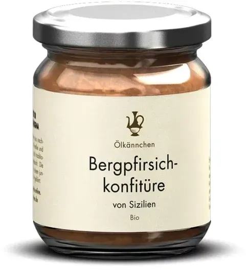Ölkännchen Bergpfirsichkonfitüre 82% Frucht bio