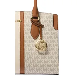 Michael Kors Becca Medium Henkeltasche Kunstleder Beige/Weiß