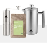 GRØNENBERG Groenenberg Spar Set 3 | Filter Kaffeebohnen 250g (Bio) + French Press Thermo + Edelstahl Kaffeemühle manuell