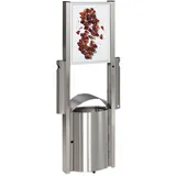 Proregal Robuster Kombiascher mit Schutzdach Werbefläche | 50 Liter, HxBxT 180x71x35cm | Edelstahl