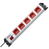 Kopp POWERversal mit Schalter und Überspannungsschutz, 5-fach Schuko 90°, 1.4m, schwarz/silber/rot 227720019