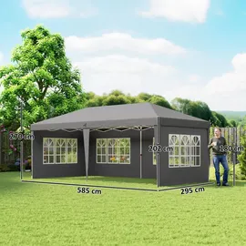 Homcom Faltpavillon 5,85 x 2,95 m inkl. 4 Seitenteile Grau