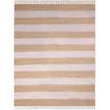 My Home Teppich »Benja«, rechteckig, Handweb Teppich, gestreift, 90% Baumwolle, handgewebt, mit Fransen, beige