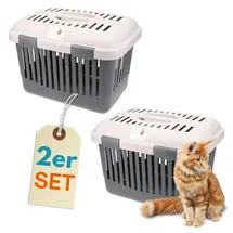 GarPet 2er Set Katzentransportbox Oben Öffnen Open Top Stressfrei Dachöffnung Hundetransportbox Hunde Katzen Kleintier Transport Box Transportbox