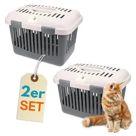 GarPet 2er Set Katzentransportbox Oben Öffnen Open Top Stressfrei Dachöffnung Hundetransportbox Hunde Katzen Kleintier Transport Box Transportbox