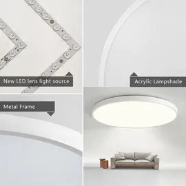 JDONG Led Deckenleuchte Ø Ø58*5CM Dimmbar mit Fernbedienung 3000K-6000K Wohnzimmerlampe Flach Rund Deckenlampe moderne Leuchte für Schlafzimmer Büro