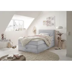 Boxspringbett ED EXCITING DESIGN "Luzern", grau, B:141cm L:209cm, 92% Polyester, 8% Nylon, Komplettbetten, Boxspringbett, inkl. Bettkasten