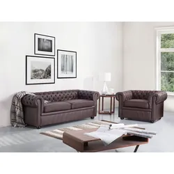 Sofa Leder braun CHESTERFIELD