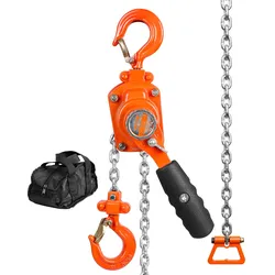 VEVOR Mini Hebelzug 0,25T Tragfähigkeit Kettenzug 260N Zugkraft Flaschenzug 2,80m Hubhöhe Ratschenzug Hebezug aus Stahl G80-Kette Weston Doppelklinkenbremse 360° drehbarer Haken Handkettenzug