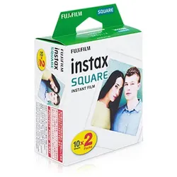 Fujifilm Instax Square Film Doppelpack – 20 Blätter, glänzend weiß, Quadratformat 62 × 62 mm
