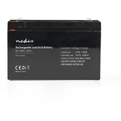 Nedis Wiederaufladbare Blei-Säure-Batterie - Bleisäure - Wiederaufladbar - 6 V - 10000 mAh