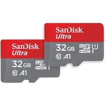 SanDisk Ultra microSD UHS-I U1 A1 120 MB/s + SD Adapter 32 GB 2er Set