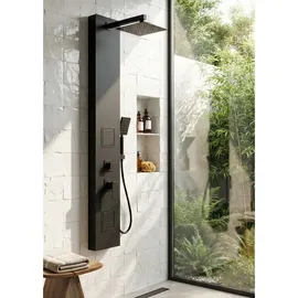 Badplaats Duschpaneel, Hudson mit Mischbatterie Schwarz PVC – 120 x 20 cm,