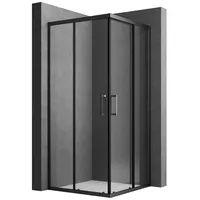 Boromal Eckdusche 80x80 Duschkabine Schwarz 80x80x185cm Eckeinstieg Dusche Schiebetür, BxT: 80x80 cm, 5mm Sicherheitsglas, Milchglas, Klarglas, 16 Türrollen, Alurahmen, Aluprofile, Schnellfreigabefunktion, 80(78-80) x 80(78-80) x 185cm schwarz