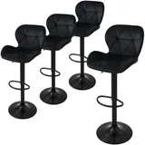 ML-Design Barhocker 4er Set Samt Schwarz, Gepolsterter Höhenverstellbar