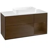 Villeroy & Boch Finion Waschtischunterschrank G711GNGN 120x60,3x50,1cm, Regal rechts Walnut veneer, Walnut veneer