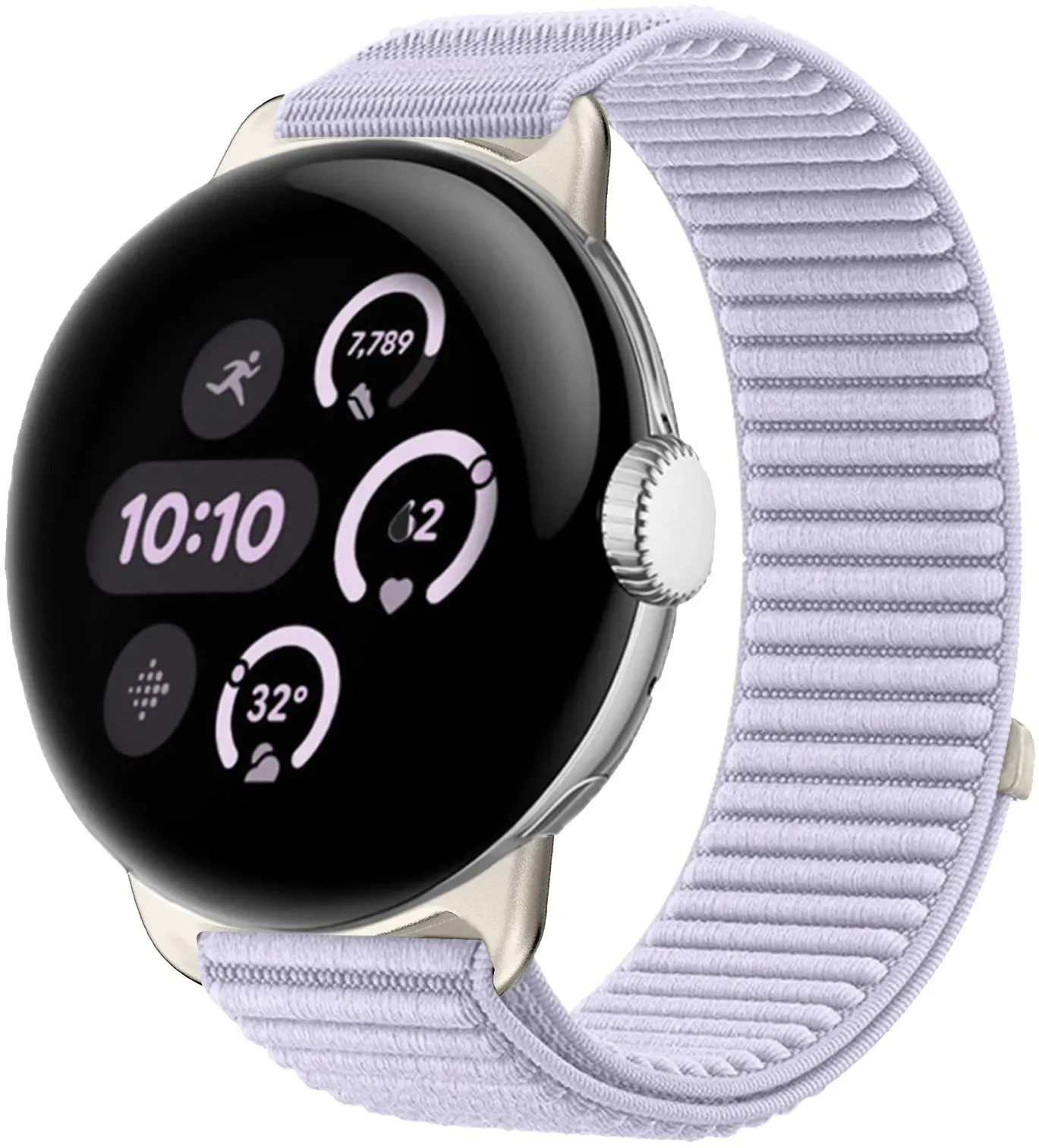 Strap-it Google Pixel Watch 4 (41mm) Armband Nylon für Google Pixel Watch 4  - 41mm - Hell Lila - Klettverschluss