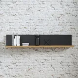 Forte KASZIMIRO Wandboard 160, Wandregal, modernes Wandpaneel, Dekoregal, Holzwerkstoff, Waterford Eiche Holzdekor/Schwarz, 160 cm breit x 29,6 cm hoch x 21,9 cm tief