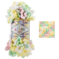 Alize 100g Strickgarn ALIZE Puffy Color, 100% Polyester Häkelwolle, 9 m, 5862 bunt