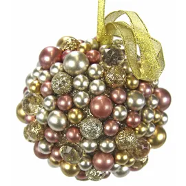 I.GE.A. Dekokugel "Perlenkugel", rosa (rosa, goldfarben), B:11cm H:11cm, Kunststoff, Dekofiguren, Hängekugel, Dekokugel