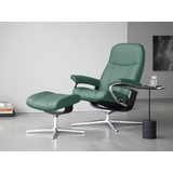 Stressless Relaxsessel STRESSLESS "Consul" Sessel Gr. Leder PALOMA, Cross Base Schwarz, S, Rela x funktion-Drehfunktion-PlusTMSystem-Gleitsystem-BalanceAdaptTM, B/H/T: 78 cm x 97 cm x 70 cm, grün (aqua green paloma) Lesesessel und Relaxsessel