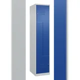 C+P Z-Spind Classic PLUS bodenstehend, 2 Abteile, HxBxT 185x40x50cm, Zylinderschloss, Hellgrau/Enzianblau von PROREGAL