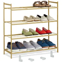 Relaxdays Schuhregal, Metall, mit 4 Ebenen, stapelbar, erweiterbar, HBT