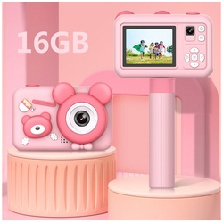 autolock Kamera Kinder Digitalkamera für Kinder 1080P 2 Zoll Bildschirm Kinderkamera (Sofortbildkamera mit Stativ SD Karte Weihnachten Geschenk) rosa