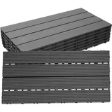 Jopassy WPC Terrassenfliesen Terrassendielen Holz-Optik 60x30cm, 30 Stück = 5m2 Fliese Bodenfliese Klickfliese mit klicksystem Bodenbelag Anthrazit - Grau