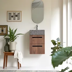 Schrank aus Nussbaumholz mit Waschbecken 40 Line