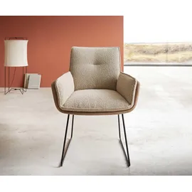 DeLife Esszimmerstuhl Nela-Flex Materialmix Schlamm Kufengestell Schwarz