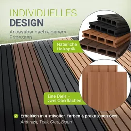 Juskys Terrassendiele 220 cm teak